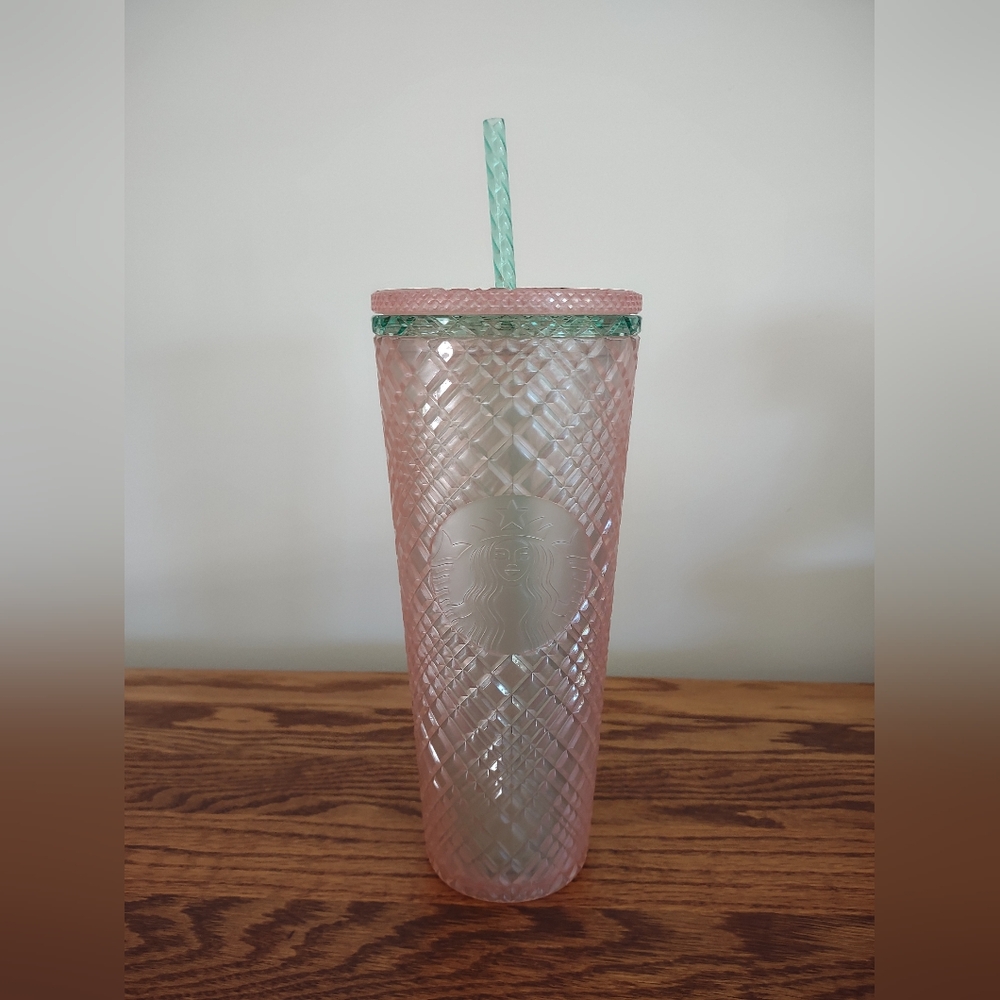 Starbucks Pink & Mint Iridescent Venti Tumbler with Mint Straw